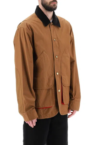 Shop Carhartt 'heston' Cotton Shirt Jacket In Marrone