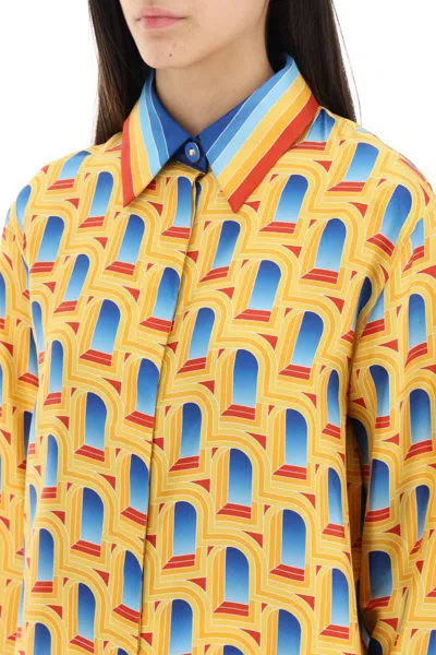 Shop Casablanca Arche De Jour Long-sleeved Shirt In Blue