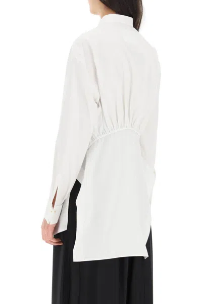 Shop Jil Sander Long-sleeved Shirt With Plastron In Bianco