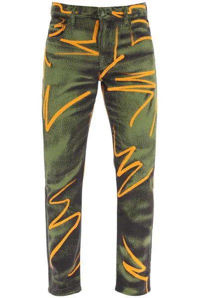 Shop Moschino Shadows & Squiggles Cotton Pants In Verde