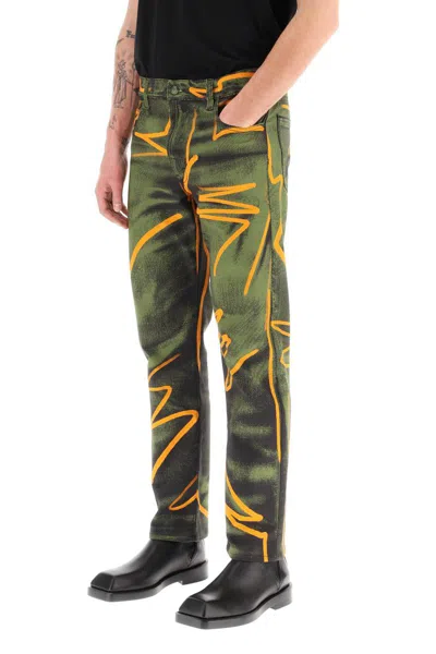 Shop Moschino Shadows & Squiggles Cotton Pants In Verde