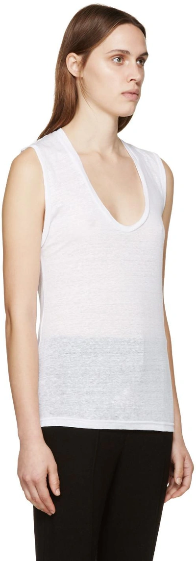 Shop Isabel Marant White Linen Maik T-shirt