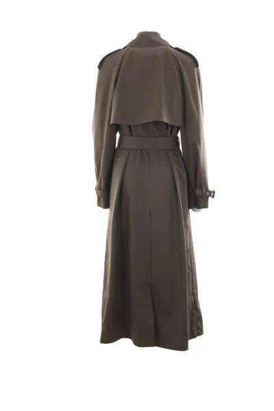 Alexander Mcqueen Double-breasted Trench Coat With Draped In Ebony