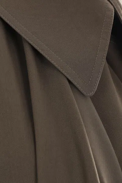 Alexander Mcqueen Double-breasted Trench Coat With Draped In Ebony