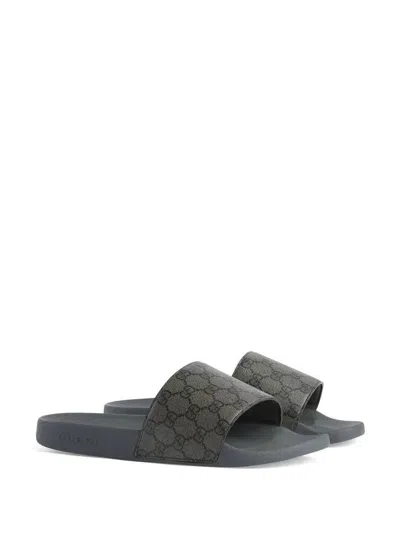 Shop Gucci Sandals In Grey/black