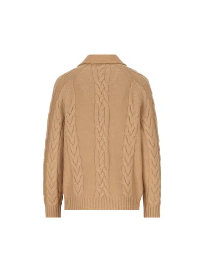 Max Mara 'micio' Double-breasted Jacket With In Brown