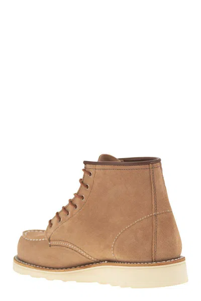 Shop Red Wing Shoes Classic Moc - Suede Ankle Boot In Beige