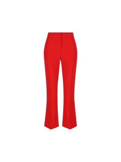 Valentino High Waist Flared Trousers Side Pockets In Red