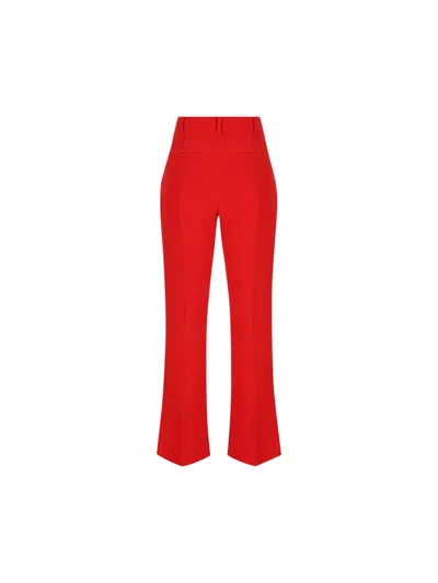 Valentino High Waist Flared Trousers Side Pockets In Red