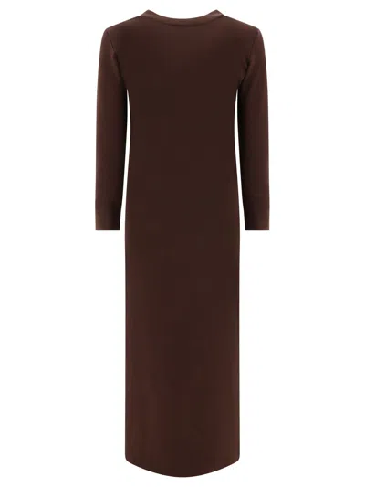 Shop Norma Kamali 3/4 Sleeves Tailored Dress Dresses Brown