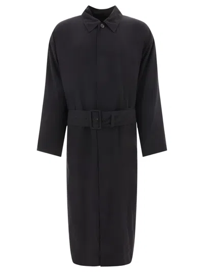 Shop Balenciaga Belted Trench Coat Coats Black