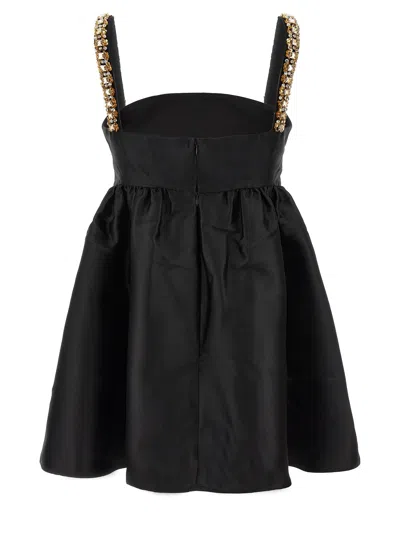 Shop Self-portrait Black Taffeta Embellished Mini Dresses Black