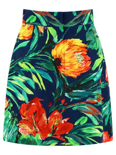 Shop Dolce & Gabbana Bloom-print Brocade Miniskirt Skirts Green