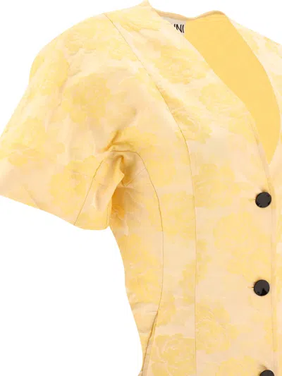 Shop Ganni Botanical Jacquard Dresses Yellow
