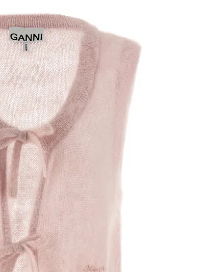 Shop Ganni Bow Vest Gilet Pink