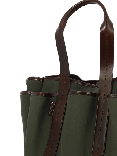 Shop Max Mara Canvas And Leather Giardiniera Tote Bag Shoulder Bags Green