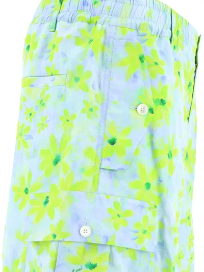 Shop Marni Cargo  With Parade Print Trousers Light Blue