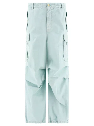Shop Marni Cargo  With Drape-detail Trousers Light Blue