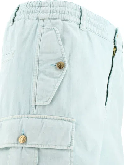 Shop Marni Cargo  With Drape-detail Trousers Light Blue