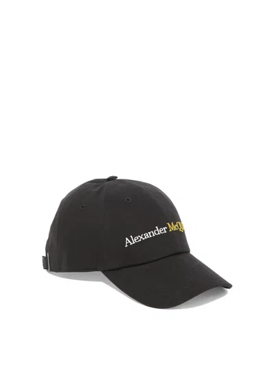 Shop Alexander Mcqueen Classic Logo Hats Black