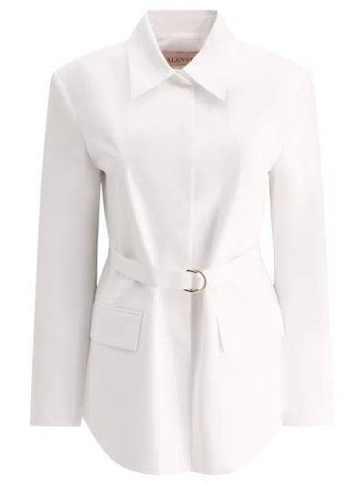 Shop Valentino Compact Popeline Pea Coat Jackets White