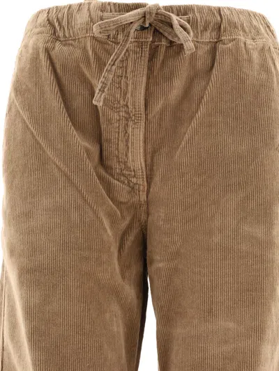 Shop Ganni Corduroy Drawstring Trousers Brown