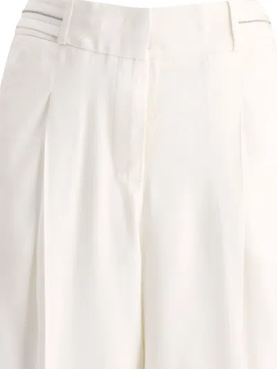 Shop Peserico Cuffed Trousers White