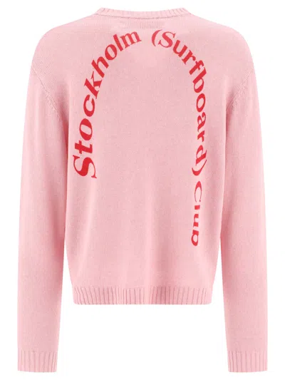 Shop Stockholm Surfboard Club Curved Logo Knitwear Pink