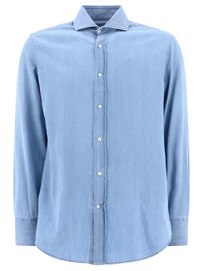 Shop Brunello Cucinelli Denim Shirt Shirts Light Blue