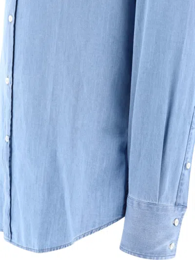 Shop Brunello Cucinelli Denim Shirt Shirts Light Blue