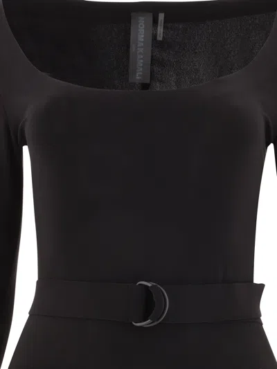 Shop Norma Kamali Dress With Side Slit Dresses Black