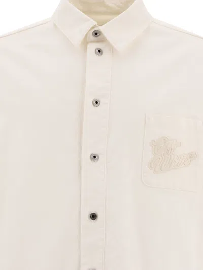 Shop Off-white Embroidered Overshirt Jackets White