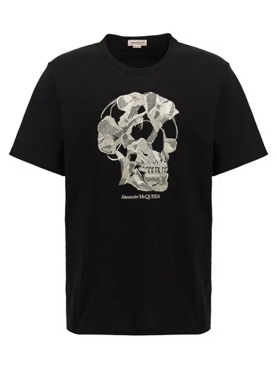 Shop Alexander Mcqueen Embroidery T-shirt White/black