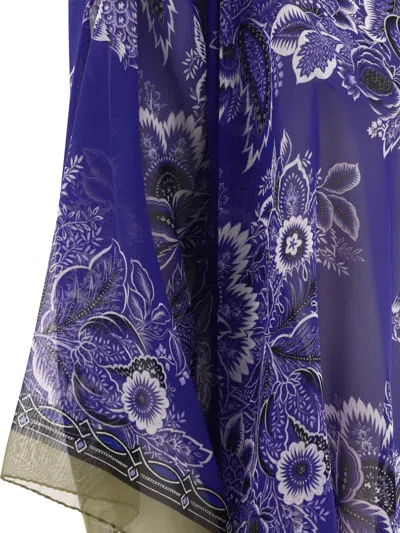 Shop Etro Floral-print Tied Blouse Tops Blue