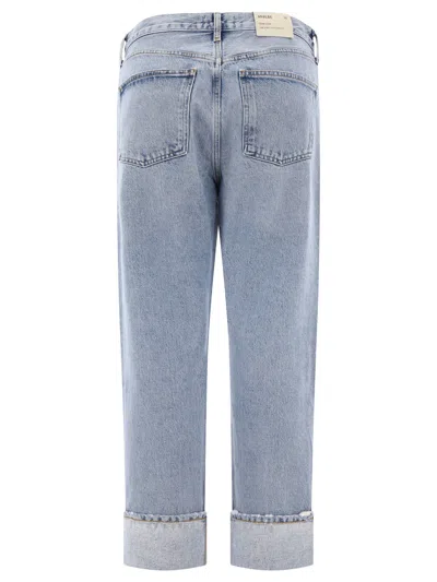 Shop Agolde Fran Low Slung Jeans Light Blue