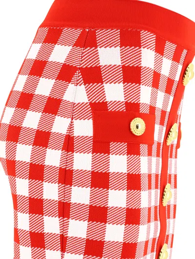 Shop Balmain Gingham Skirt Skirts Red