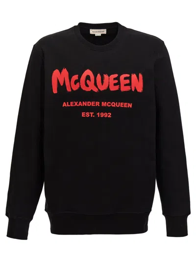 Shop Alexander Mcqueen Graffiti Sweatshirt Black