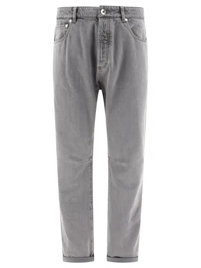 Shop Brunello Cucinelli Grayscale Denim Jeans Grey