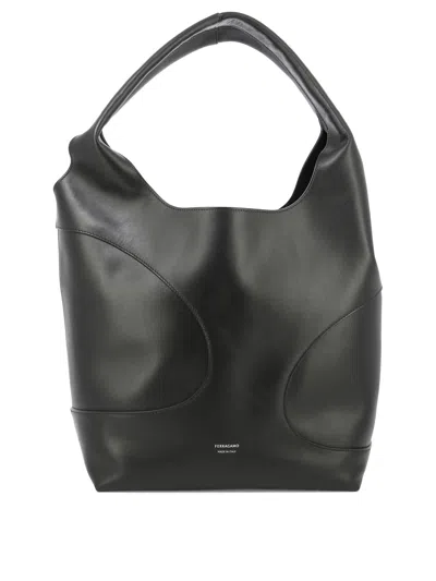 Shop Ferragamo Hobo Bag With Cut-out Detailing Shoulder Bags Black