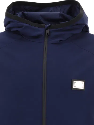 Shop Dolce & Gabbana Jersey Jacket With Hood Jackets Blue