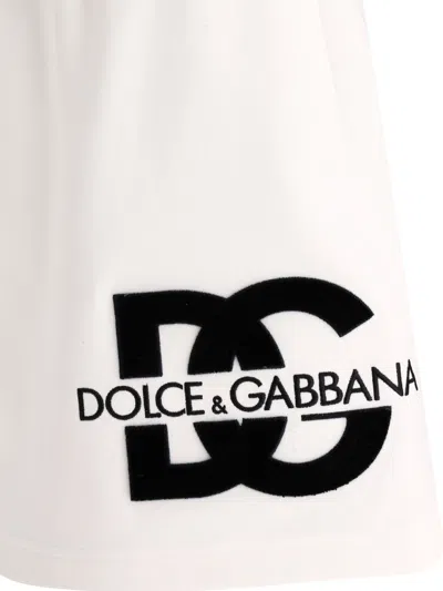 Shop Dolce & Gabbana Jersey Miniskirt With Dg Logo Patch Skirts White