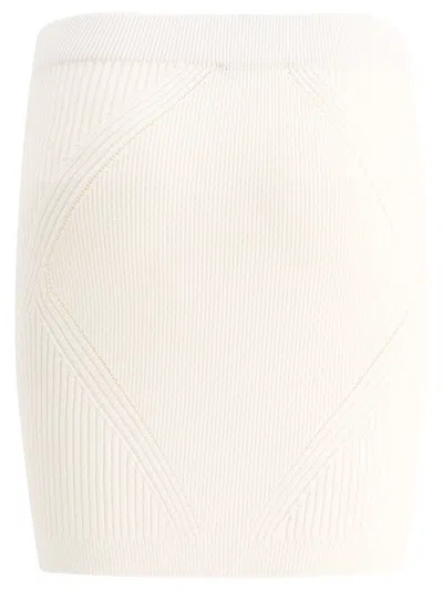 Shop Balmain Knitted Skirt With Buttons Skirts White