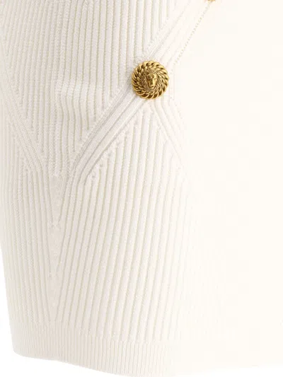 Shop Balmain Knitted Skirt With Buttons Skirts White