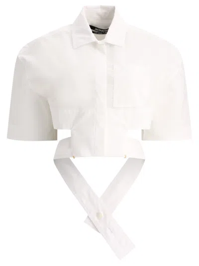 Shop Jacquemus La Chemise Courte Bari Shirts White