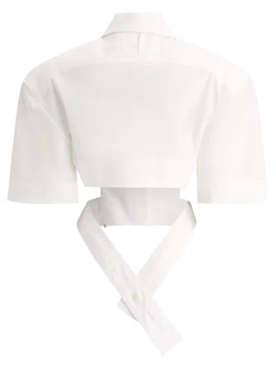 Shop Jacquemus La Chemise Courte Bari Shirts White