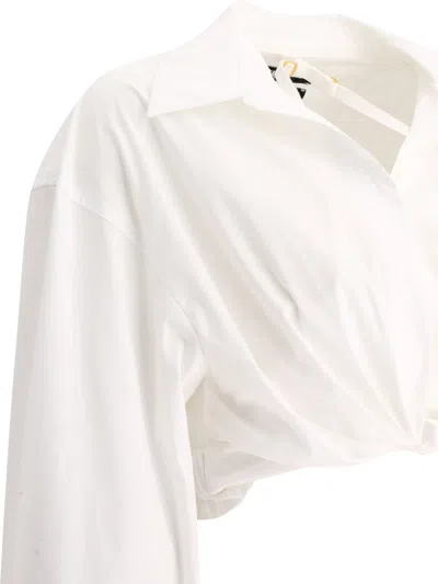 Shop Jacquemus La Chemise Bahia Courte Shirts White