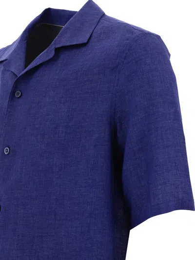 Shop Brunello Cucinelli Linen Chambray Shirt Shirts Blue