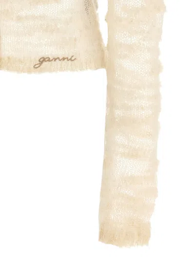 Shop Ganni Logo Buttons Cardigan Sweater, Cardigans White