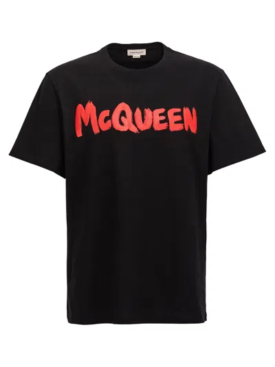 Shop Alexander Mcqueen Logo Print T-shirt Black