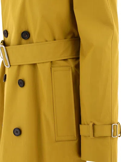 Shop Burberry Long Gabardine Trench Coat Coats Yellow